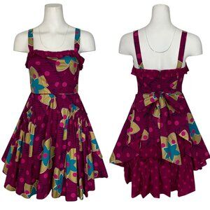 Marc By Marc Jacobs Blazing Star Runaway Dress 4 Magenta Pink Floral Fit & Flare